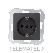 SIMON - Base de enchufe SIMON 82 schuko con embornamiento tornillo+tapa 16A negro mate