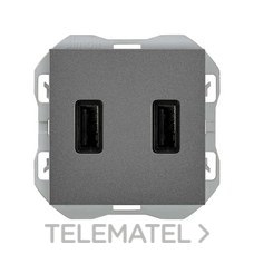 SIMON - Cargador SIMON 270 USB doble 2,1A tipo A+A titanio