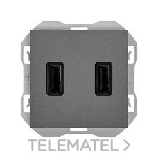 SIMON - CARGADOR USB DOBLE A+A 3,1A SMARTCHARGE TITANIO
