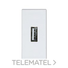 SIMON - Conector SIMON 27 PLAY con tapa USB H módulo estrecho blanco