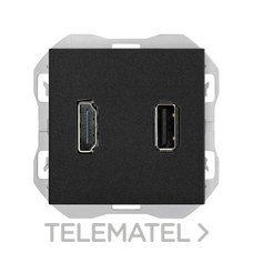 SIMON - Conector SIMON 270 HDMI+USB tipo A negro mate