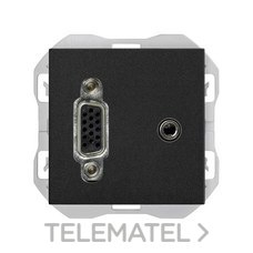 SIMON - Conector SIMON 270 VGA+MINIJACK negro mate