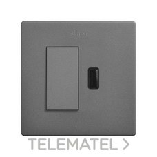 SIMON - Kit monoblock SIMON 270 conmutador pulsante+cargador USB A2,1A SMATCHARGE titanio