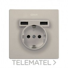 SIMON - KIT MONOBLOCK SCHUKO+2 CAR.USB S.270 ALUMINIO