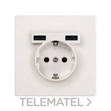 SIMON - KIT MONOBLOCK SCHUKO+2 CAR.USB S.270 BLANCO