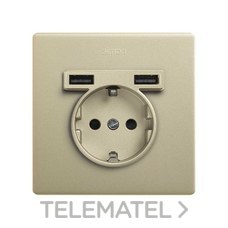 SIMON - KIT MONOBLOCK SCHUKO+2 CAR.USB S.270 BRONCE