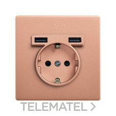 SIMON - KIT MONOBLOCK SCHUKO+2 CAR.USB S.270 COBRE