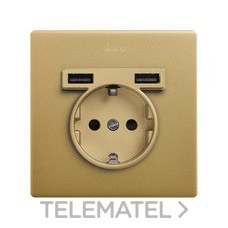 SIMON - KIT MONOBLOCK SCHUKO+2 CAR.USB S.270 ORO