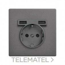 SIMON - KIT MONOBLOCK SCHUKO+2 CAR.USB S.270 TITANIO