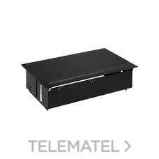 SIMON - Kit dentro de la mesa completo SIMON 400 con tapa+aleta metálica+cargador 2xUSB+3 schukos+placa para 2 conectores RJ45 aluminio - Imatge 2